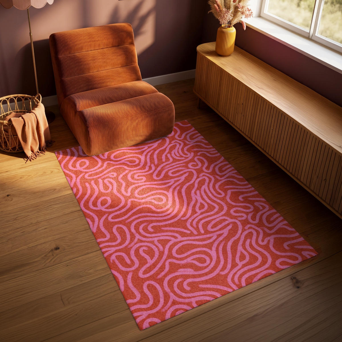 TEPPICH - Rosa - 90x150 cm - Rot, Kunststoff/Textil (90/0.4cm) - OnlyWow