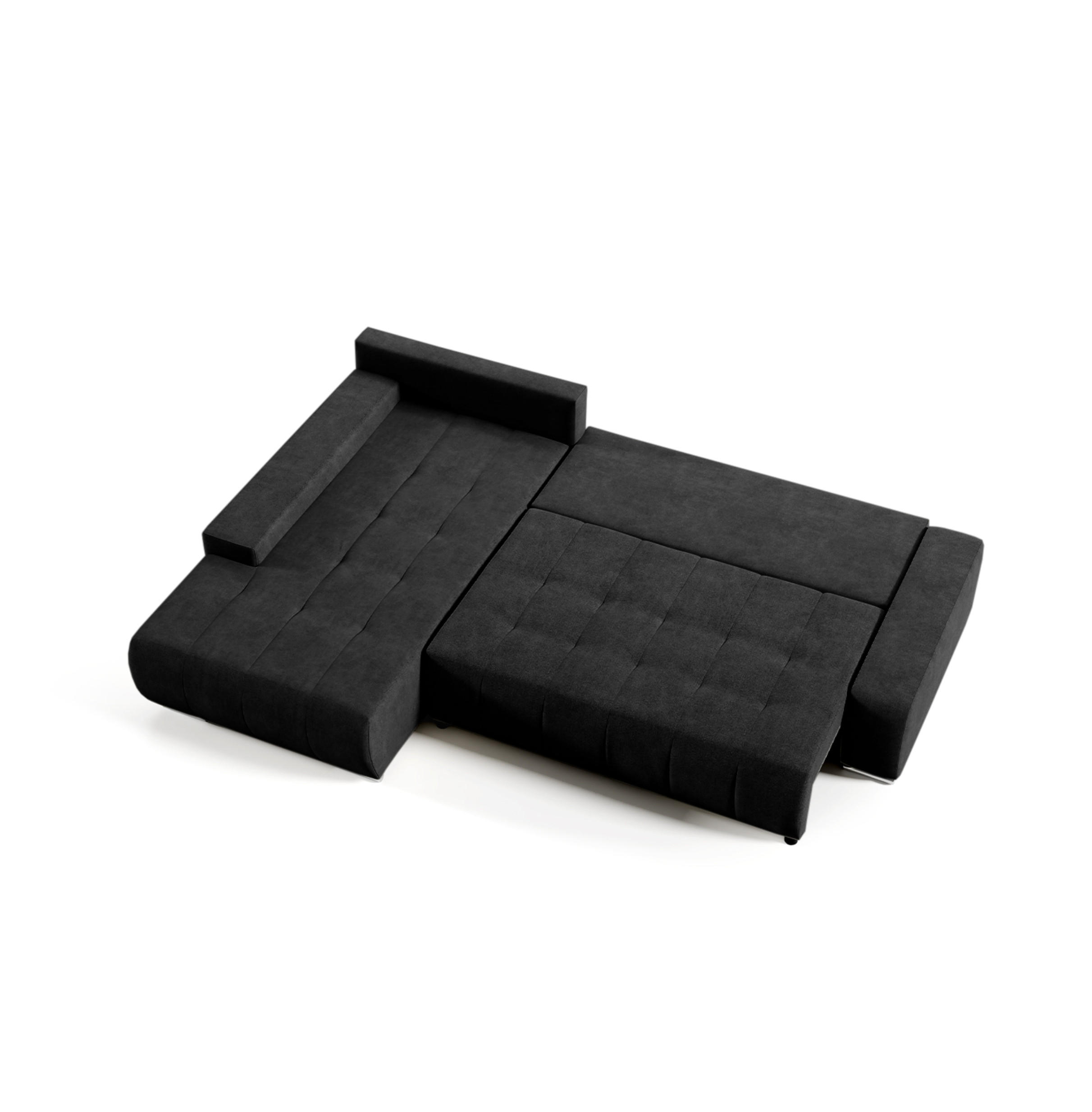 ECKSOFA mit Schlaffunktion Dhaka L, Schwarz - Schwarz, Textil (185/265cm) - Fedve
