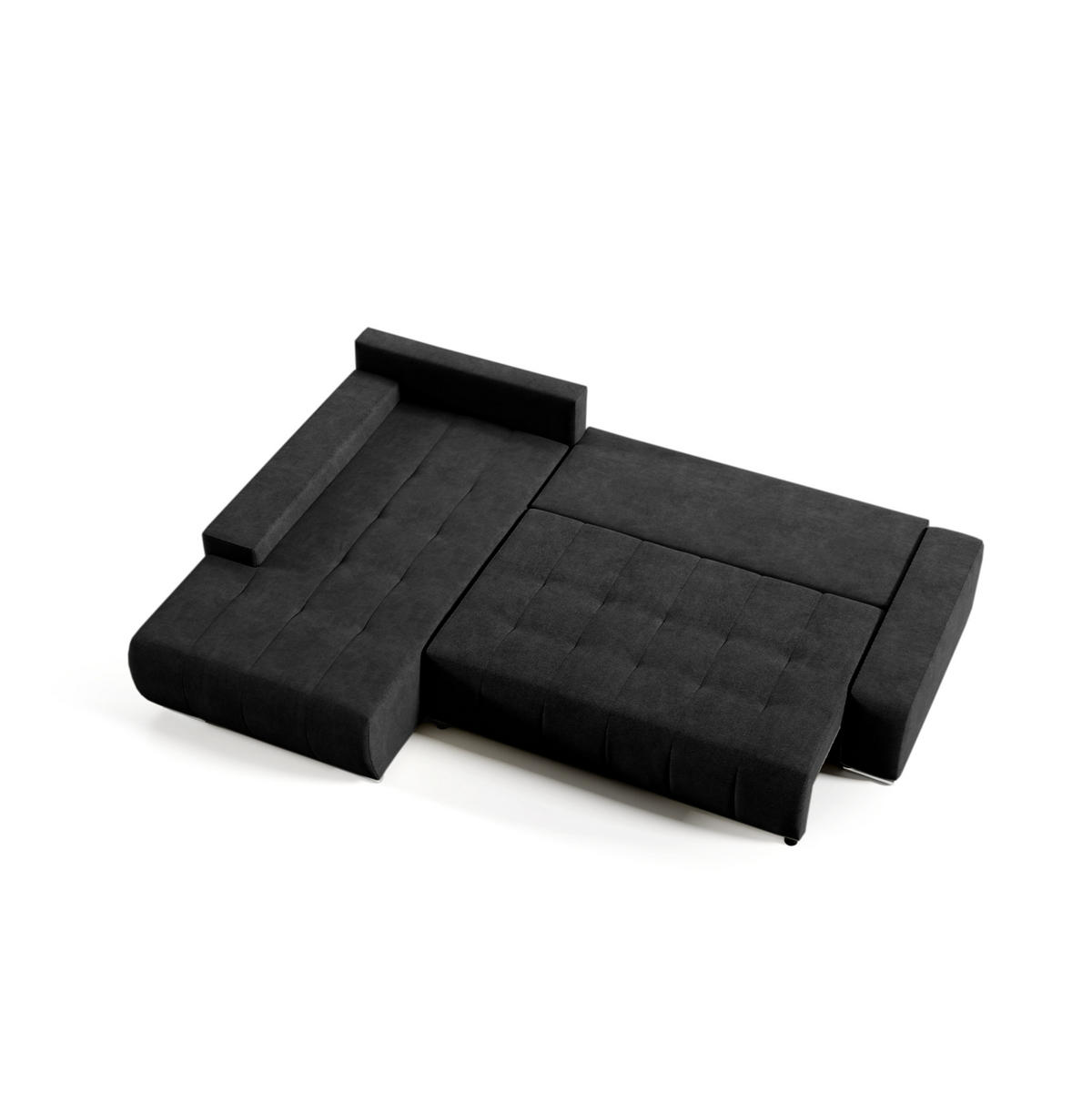 ECKSOFA mit Schlaffunktion Dhaka L, Schwarz - Schwarz, Textil (185/265cm) - Fedve