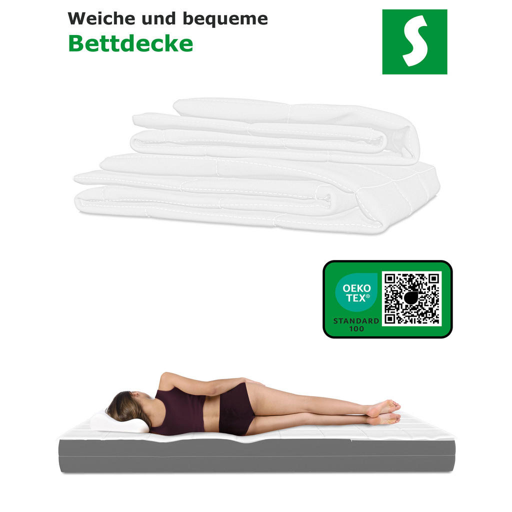 Thumbnail - Schlaftroll Bettdecke, Weiß, Textil, Rechteckig, 135x200 cm, Oeko-Tex® Standard 100, Schlaftextilien, Bettdecken, 4 Jahr...