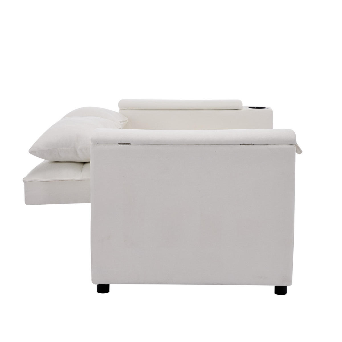 SOFABETT 140,5/74/82 cm Beige - Beige, Textil (74/82/140.5cm)