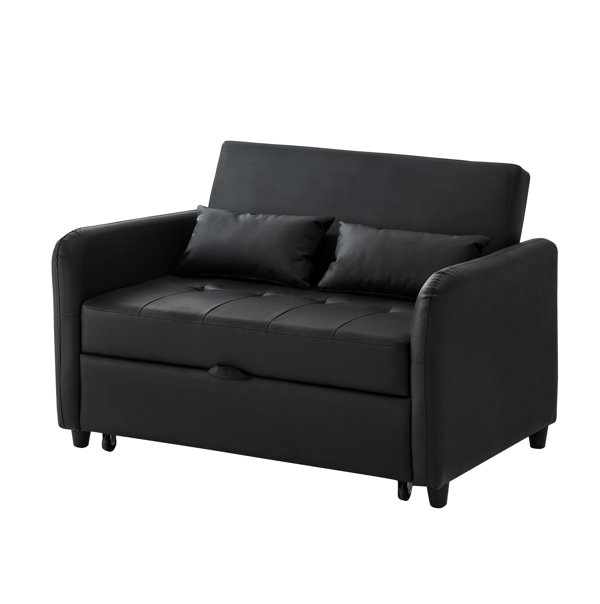 Modfu ROZKLÁDACÍ pohovka z PU 122x83x82 cm černá se 3polohovým opěradlem a vodoodpudivým povrchem