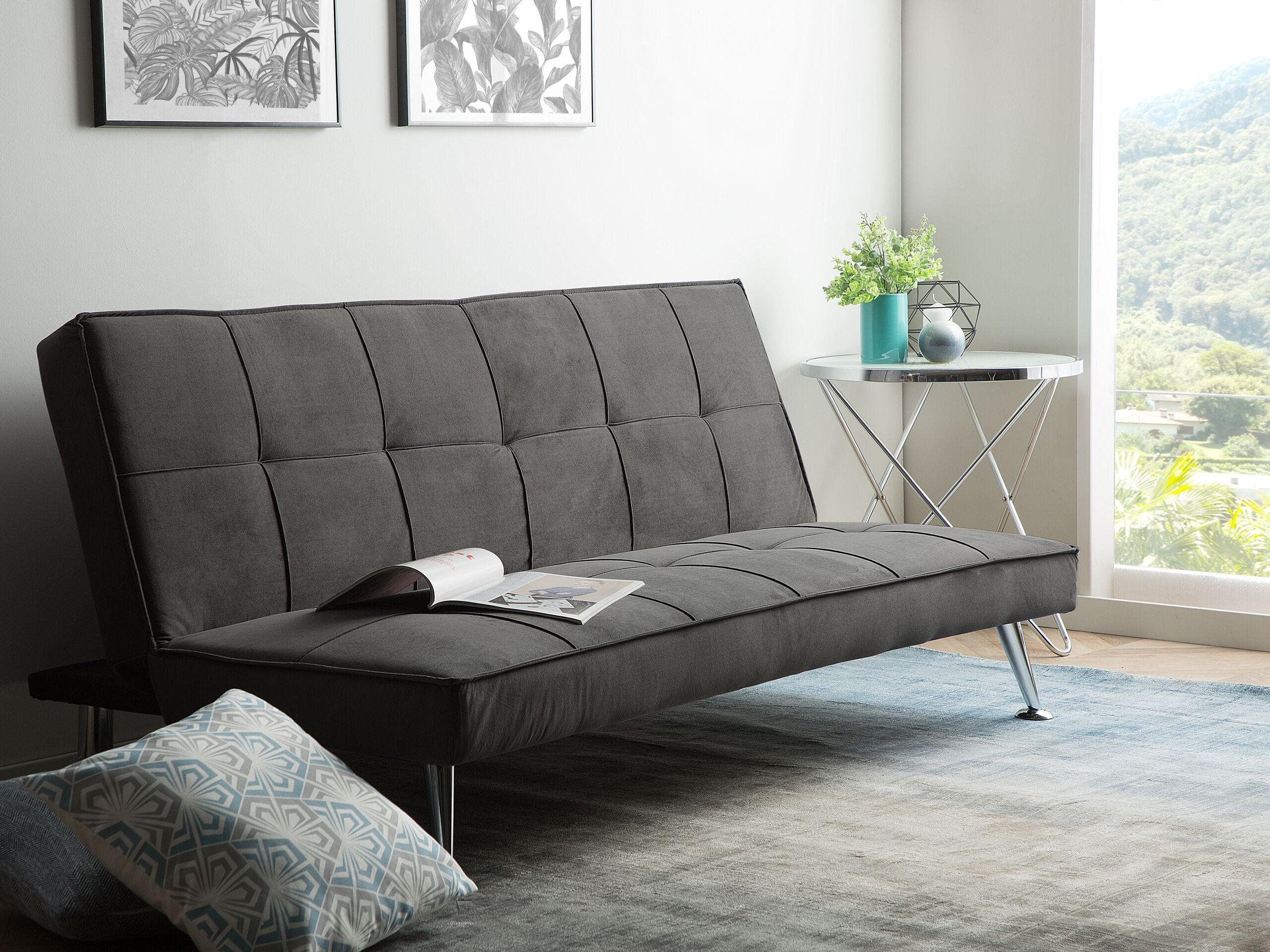 3-SITZER-SCHLAFSOFA Polyester Grau Hasle - Grau, Textil (168/75/88cm) - Beliani