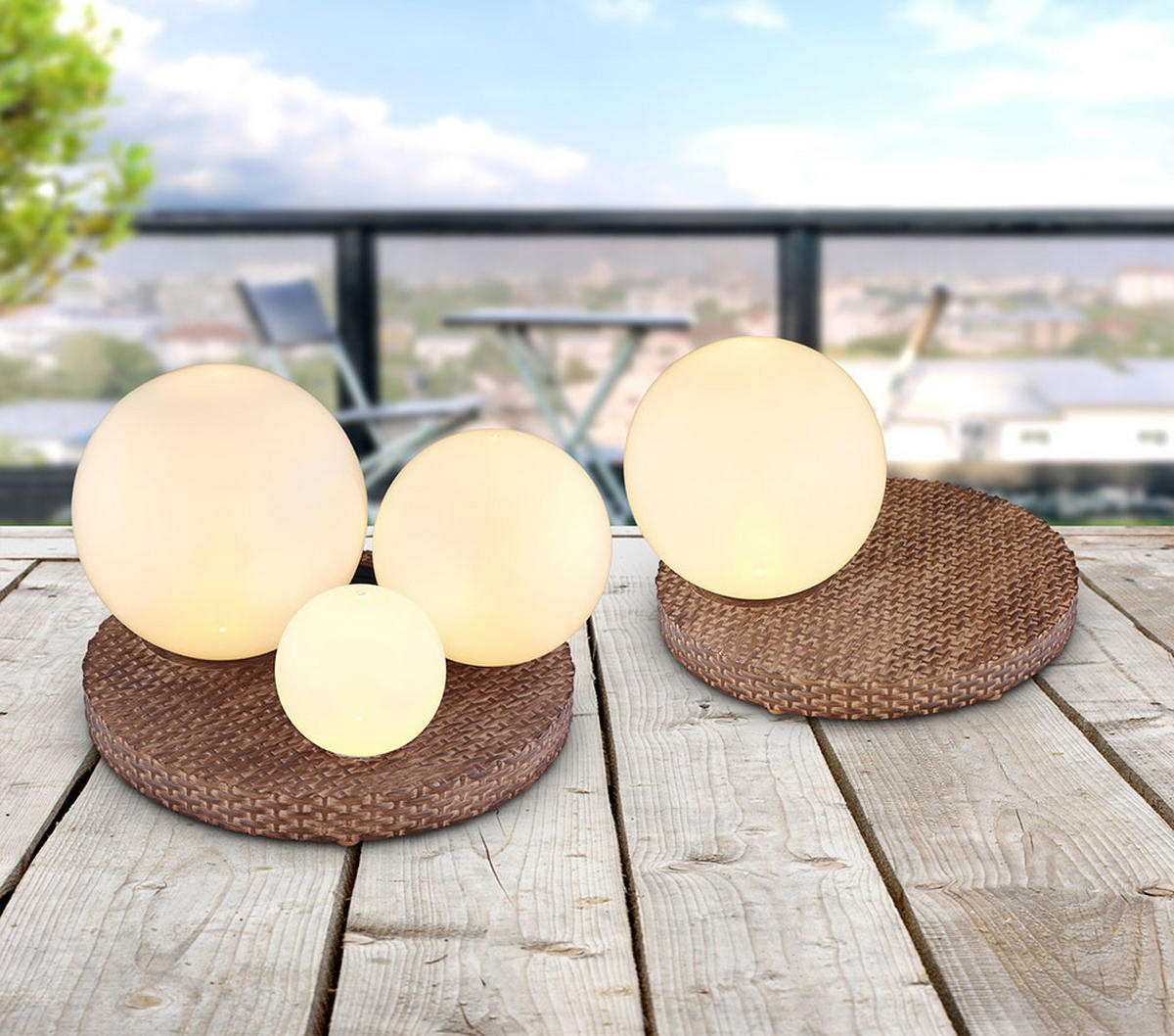 LED AUSSENLEUCHTE Kugel Kunststoff Weiß 2er Set - Weiß, Kunststoff (20/20/17cm) - Globo Lighting
