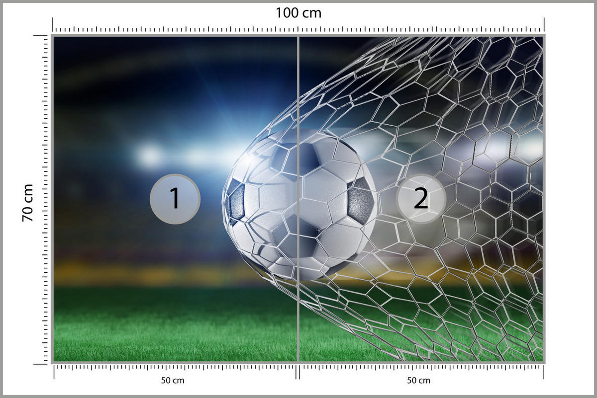 FOTOTAPETE für Jugendzimmer Fußball Tor Stadion Ball 100x70 - Schwarz/Weiß, Papier (100/70cm) - Muralo