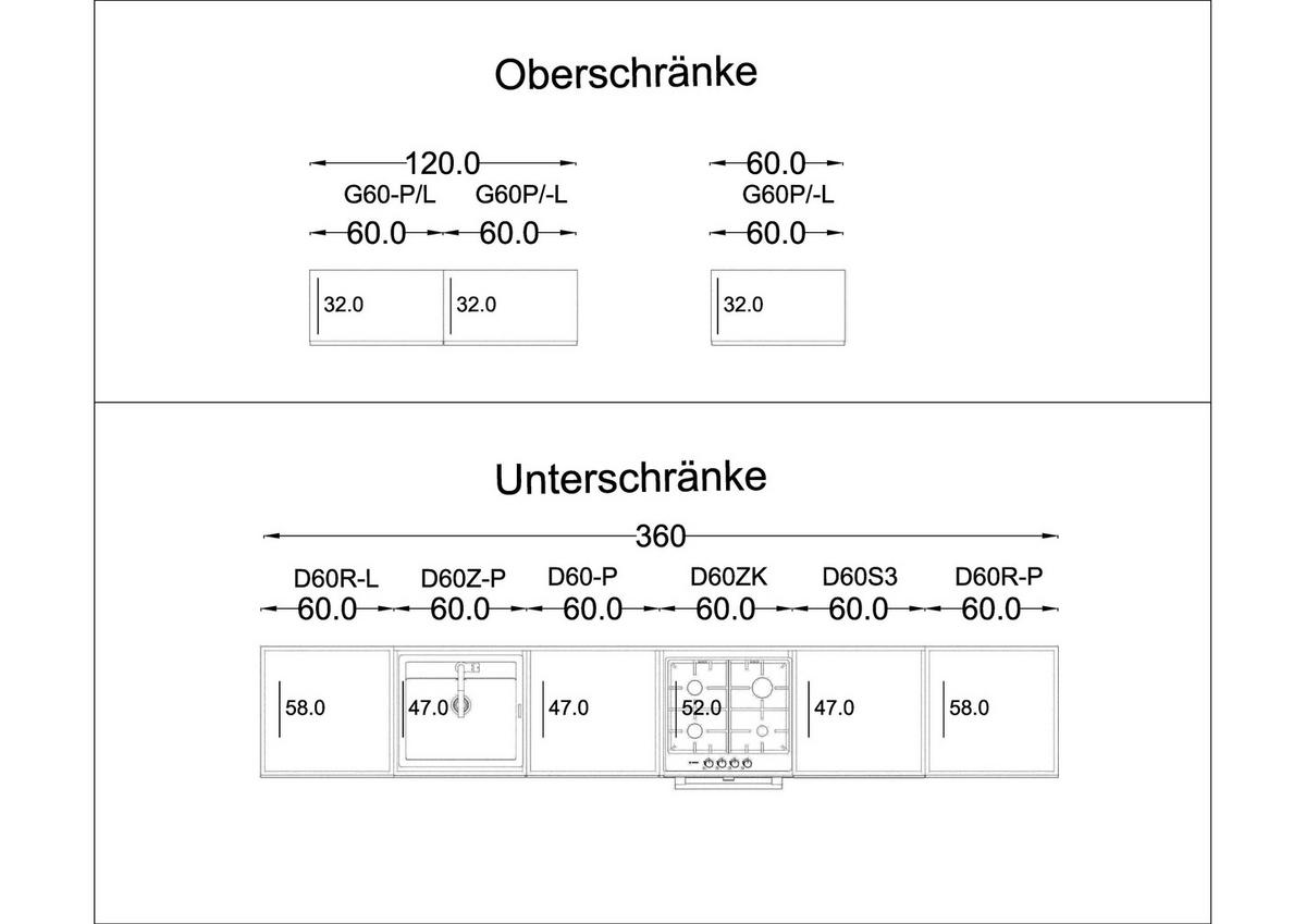 KÜCHENZEILE – 360 cm – KU-S59 – Velora / Glanzia – Artisan Eiche / Weiß – ohne E-Geräte - Weiß, Holzwerkstoff (360/212/58cm) - hi-markt