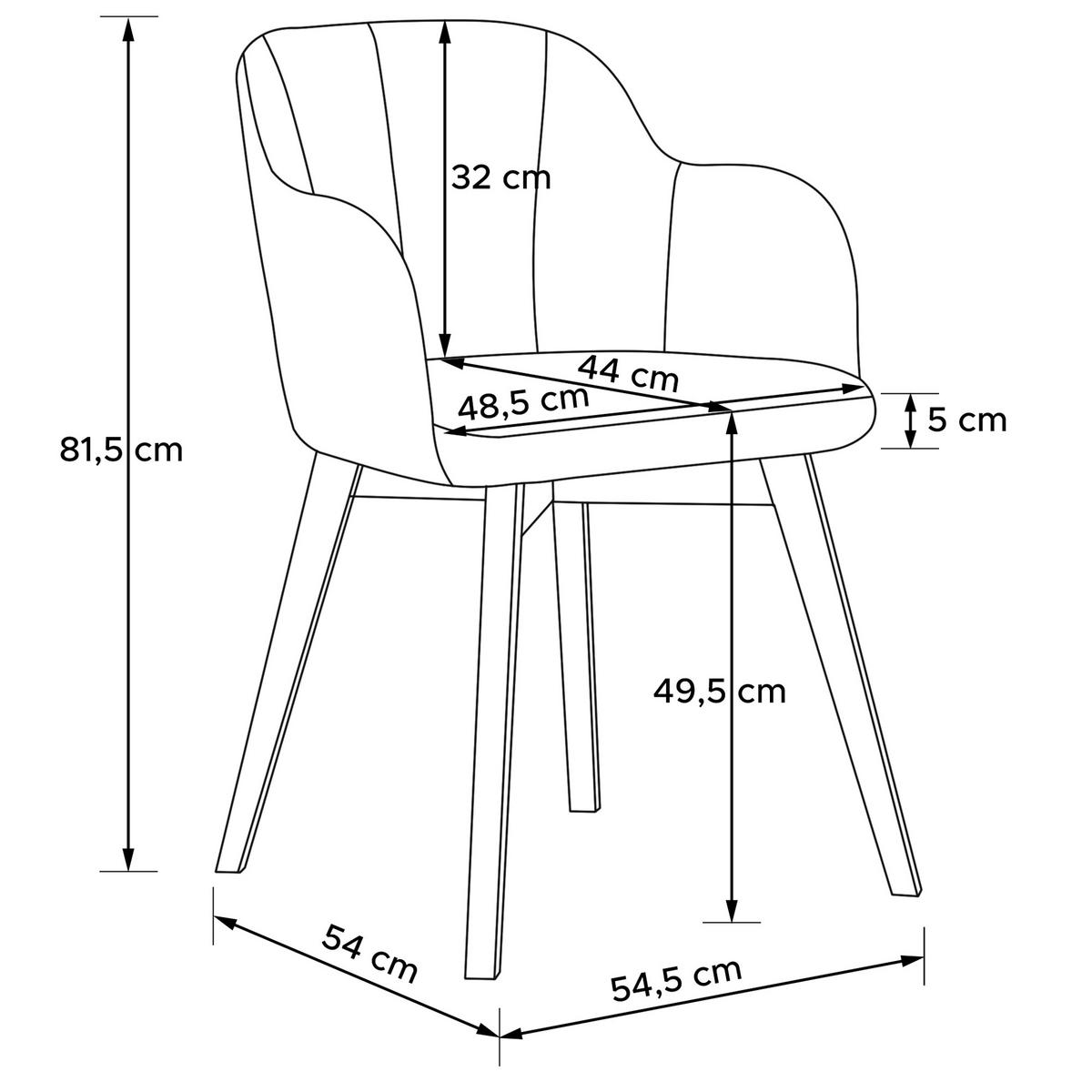 POLSTERSTUHL LONIS Esszimmerstühle 2er Set - Schwarz/Honig, Holz/Textil (55/82/54cm) - KONSIMO®