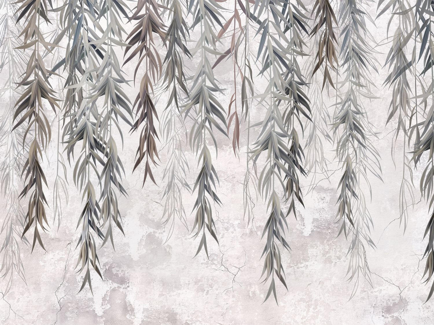 FOTOTAPETE Blätter 375 x 270 cm - Grau, Papier (375/270cm) - Sanders & Sanders