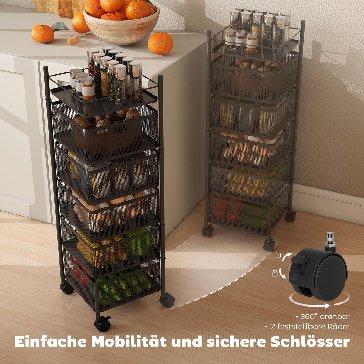 KÜCHENWAGEN Metall Schwarz - Schwarz, Metall (27.5/92.5/27.5cm) - HOMCOM