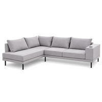 GARTEN-ECKSOFA VOLARO S Wetterfest 270x200x50 cm, Links, Outdoor-Stoff, Getränkehalter aus Metall, 20 cm hohe Füße, Grau - Grau, Holz/Metall (200/50/270cm) - Trada