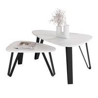 SATZTISCH NOA Stahlgestell, Freiform, Schwarz / Bianco Marmor - Schwarz/Weiß, Holzwerkstoff (94/60/42cm) - Idohome
