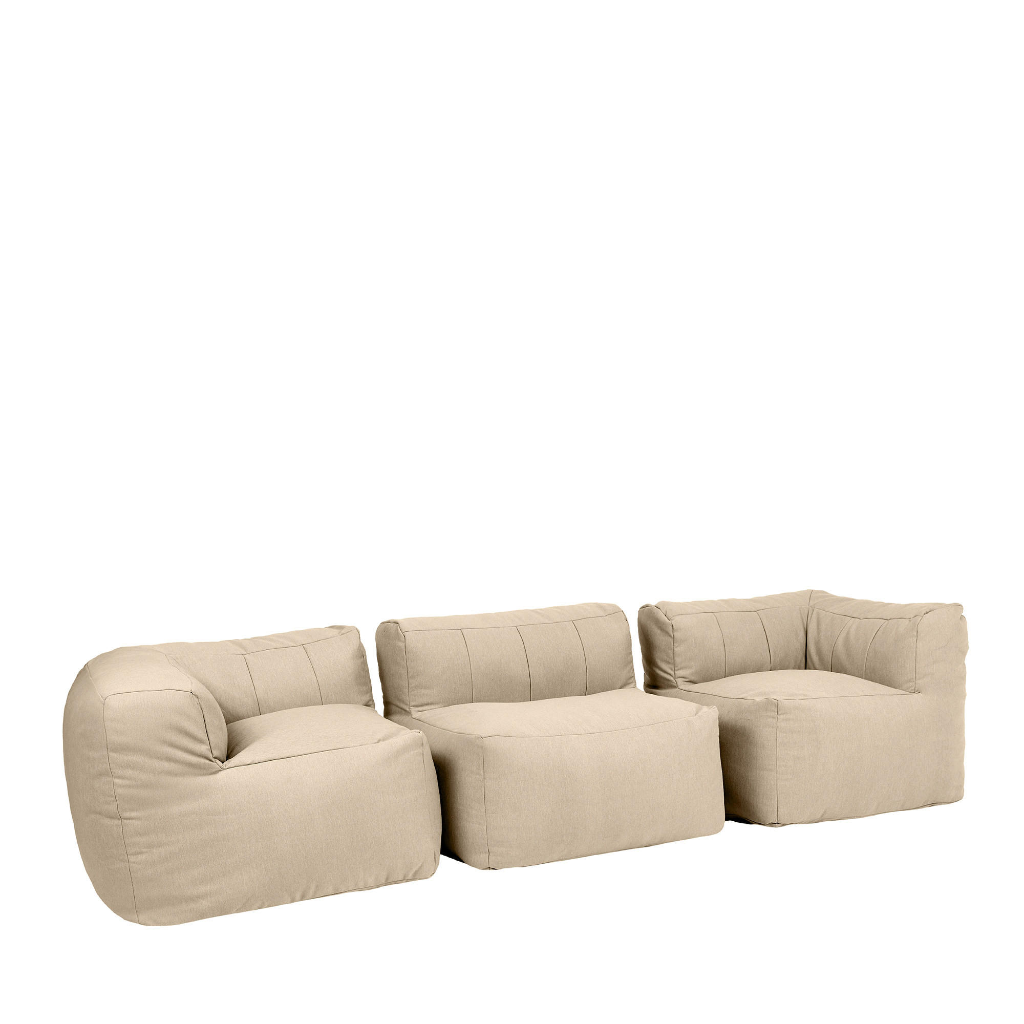 SITZSACK-SOFA Outdoor 3-tlg.: 2 Ecksessel, Sessel - Beige, Textil (295/68/100cm) - icon