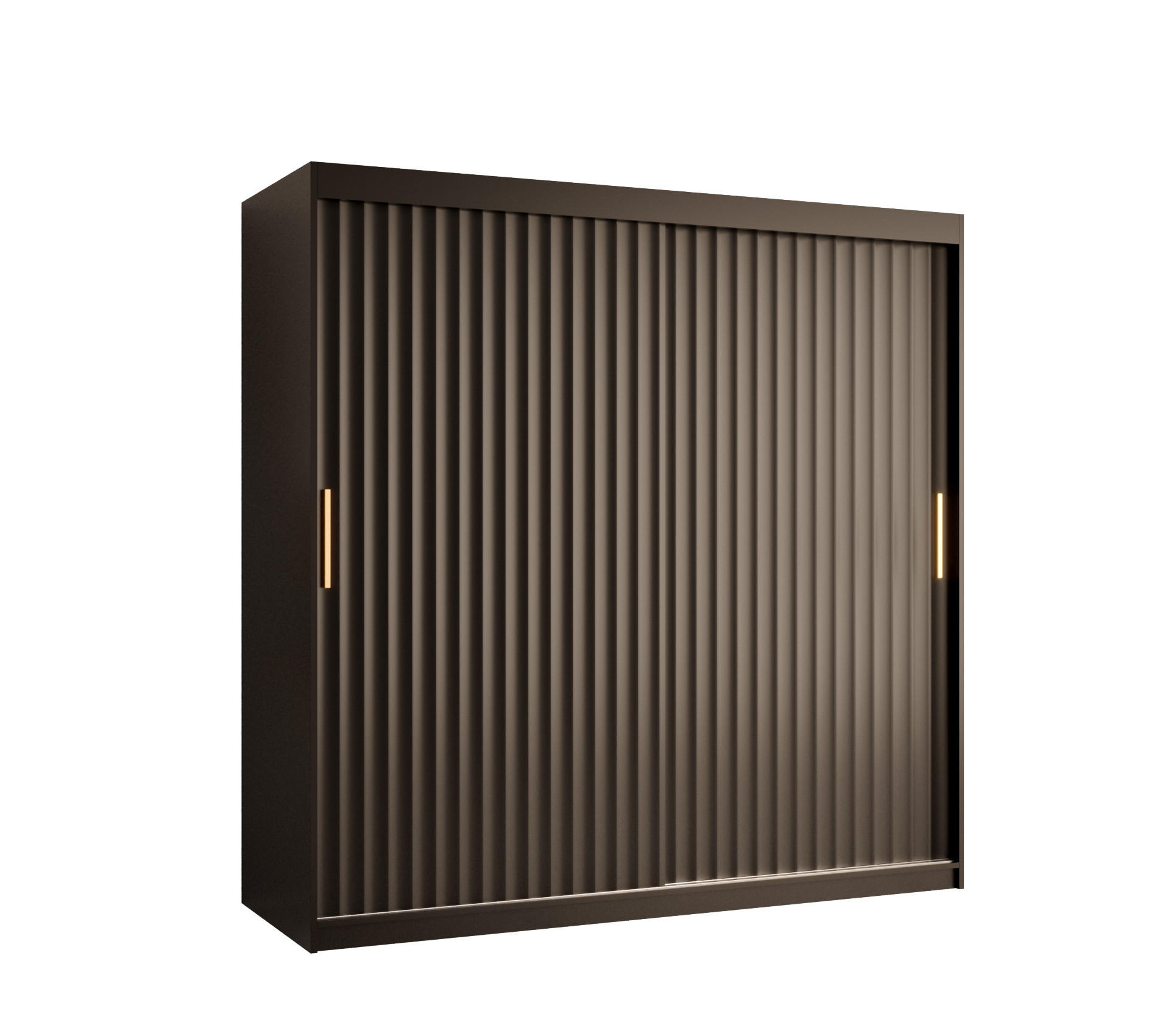 SCHWEBETÜRENSCHRANK 200/180/62 2-türig - Goldfarben/Schwarz, Holz/Kunststoff (180/200/62cm) - Abiks Möbel