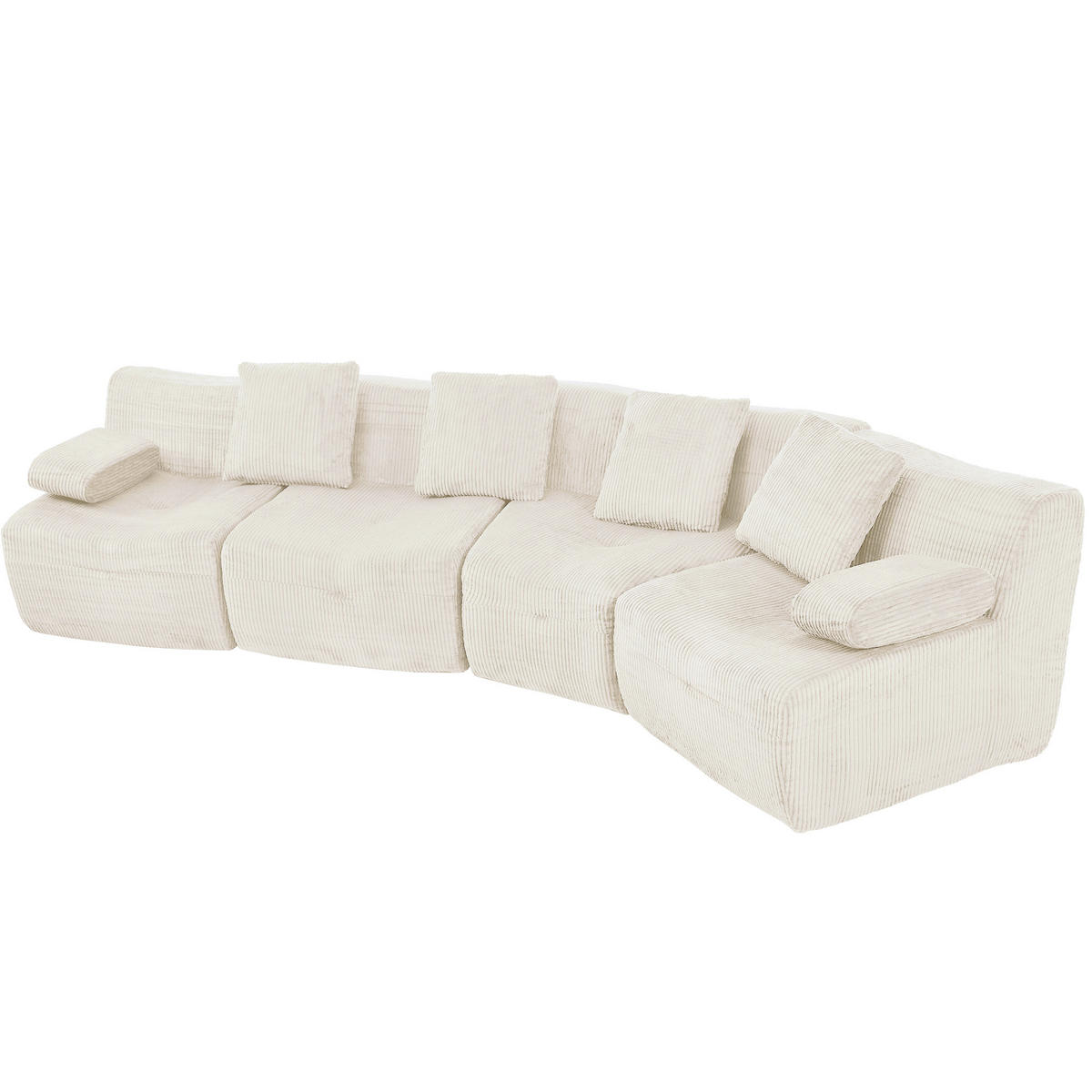 4-SITZER-SOFA modular Cord Kompression, DE-42936, Hellbeige - Beige, Textil (311/65/90cm) - ComfortXL