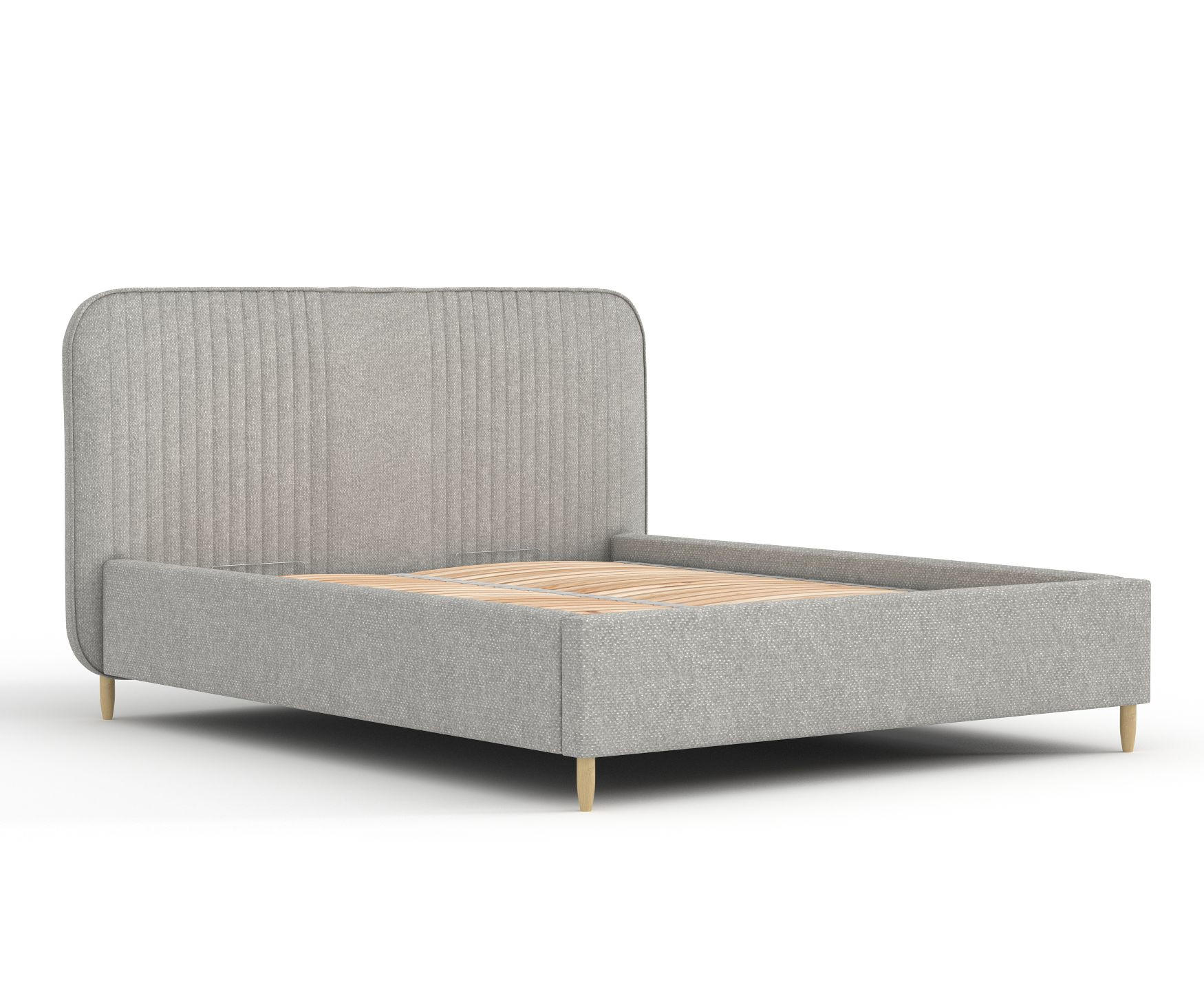 POLSTERBETT Livy Hellgrau 120/200 cm im Chenille-Stoff - Hellgrau/Naturfarben, Holz/Holzwerkstoff (120/200cm) - Maison de Reve