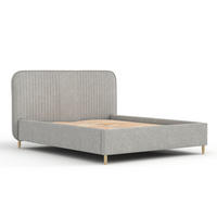 POLSTERBETT Livy Hellgrau 120/200 cm im Chenille-Stoff - Hellgrau/Naturfarben, Holz/Holzwerkstoff (120/200cm) - Maison de Reve