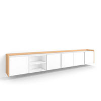 LOWBOARD, Weiß und Eiche, 309/35/50cm, Hängend - Weiß, Holzwerkstoff (309/50/35cm) - Skraut Home