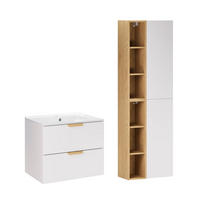 BADMÖBEL 61cm Oria 2er-Set Weiß - Weiß, Holzwerkstoff (61/50/46cm) - Petits-meubles