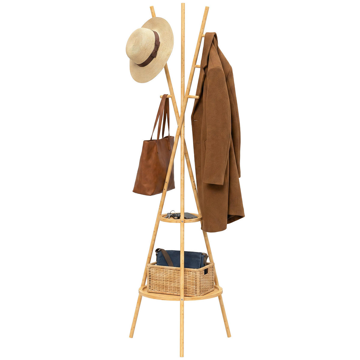 GARDEROBENSTÄNDER Braun 1 Stück - Braun, Naturmaterialien (58.5/176/58.5cm) - GiPP