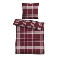 BETTWÄSCHE-GARNITUR Melange Karo burgund, 135x200 cm + 80x80 cm - Bordeaux, Textil (135/200cm) - biberna