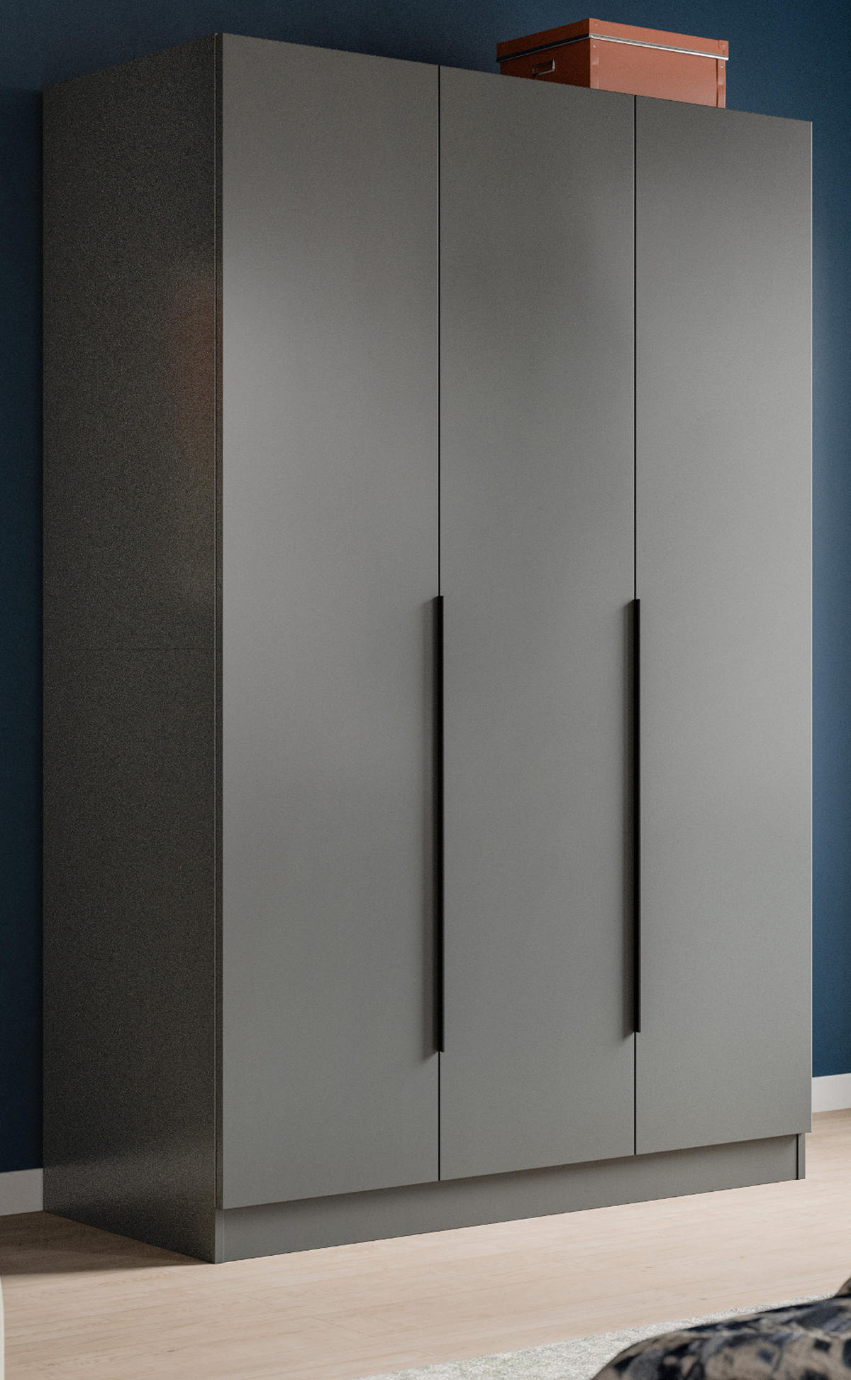 KLEIDERSCHRANK grau 3-türig 120 x 181 cm, Drehtürenschrank mit Kleiderstange - Schwarz/Grau, Holzwerkstoff/Kunststoff (120/181/52cm) - Inn.Furn