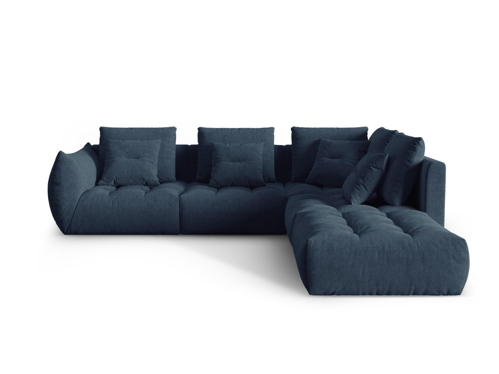 ECKSOFA modular rechts Bloom aus strukturiertem Stoff dunkelblau 4 Sitzplätze - Dunkelblau, Textil (310/316cm) - Micadoni