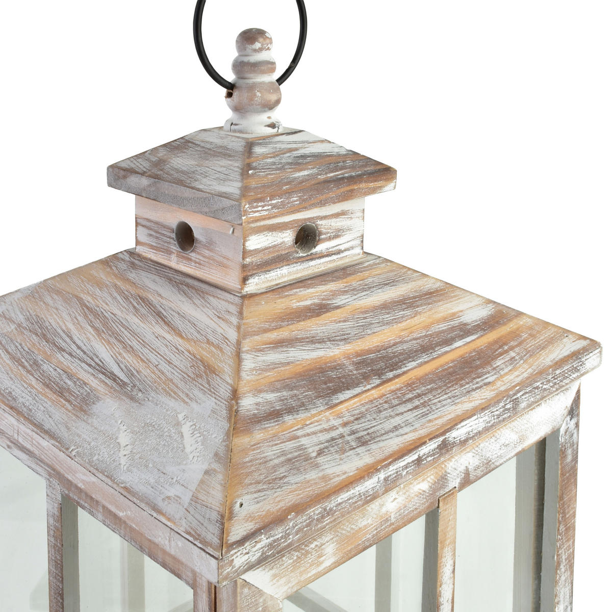 LATERNE Levi 2er Set beige 25/25/64 cm Holz - Beige, Holz (25/64/25cm) - Mondex