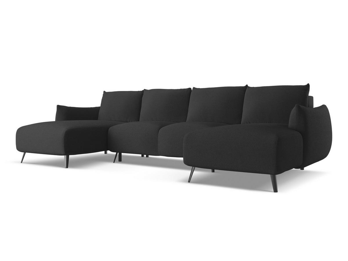 WOHNLANDSCHAFT Chenille Stoff Schwarz - Anthrazit/Schwarz, Textil/Metall (317/86/162cm) - Makamii
