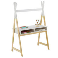 KINDERSCHREIBTISCH SIMI - Naturfarben/Weiß, Holz (104/155/65cm) - IDIMEX