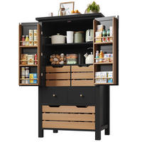 HIGHBOARD 80/40/140 cm aus MDF/Metall mit 5 Schubladen und Doppeltür Schwarz - Schwarz, Holzwerkstoff (80/140/40cm) - Modenvie