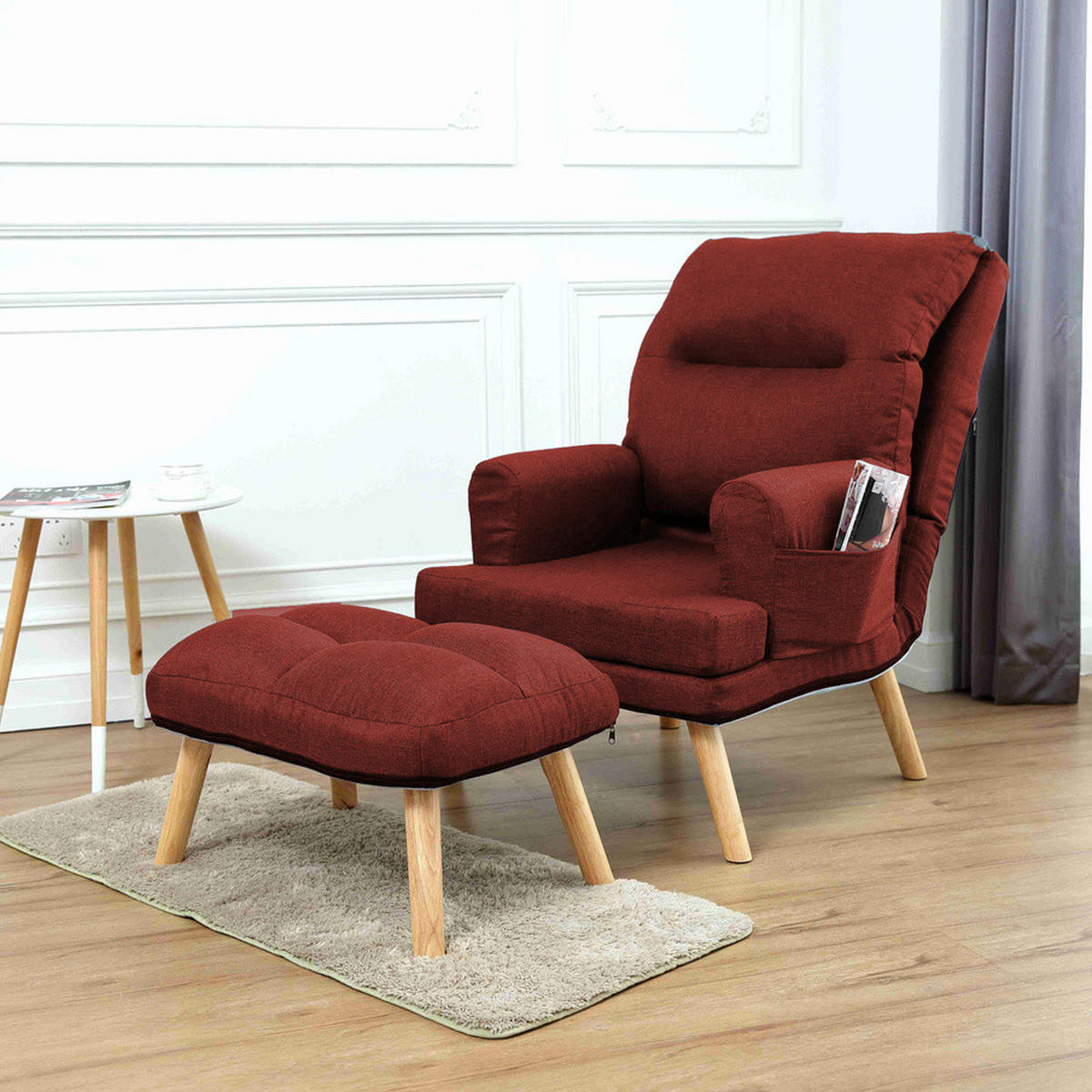 SESSEL Memo mit Fußhocker Rückenlehne 5-stufig einstellbar, rot - Rot, Kunststoff (107/95/66cm) - Margaret Hadas24