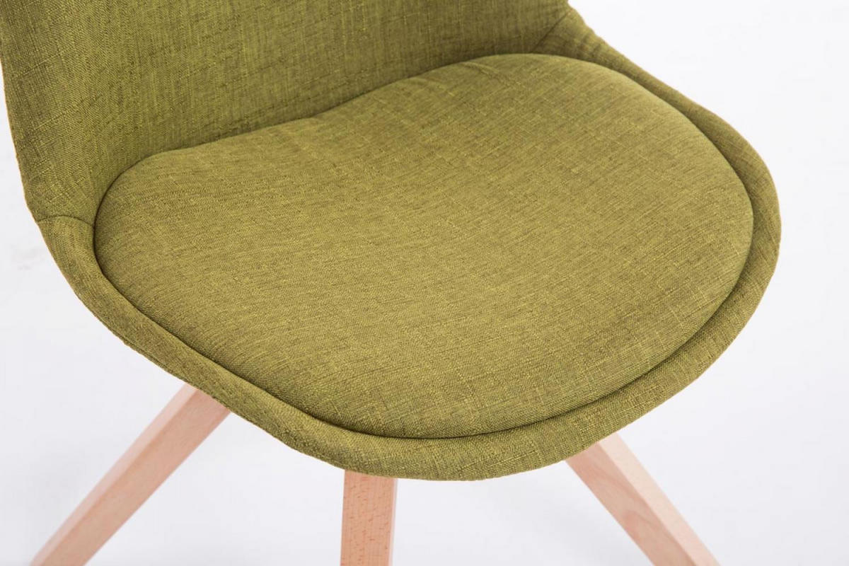 STUHL Stoff grün - Eukalyptusholzfarben/Grün, Holz/Textil (48/84/56cm) - CLP