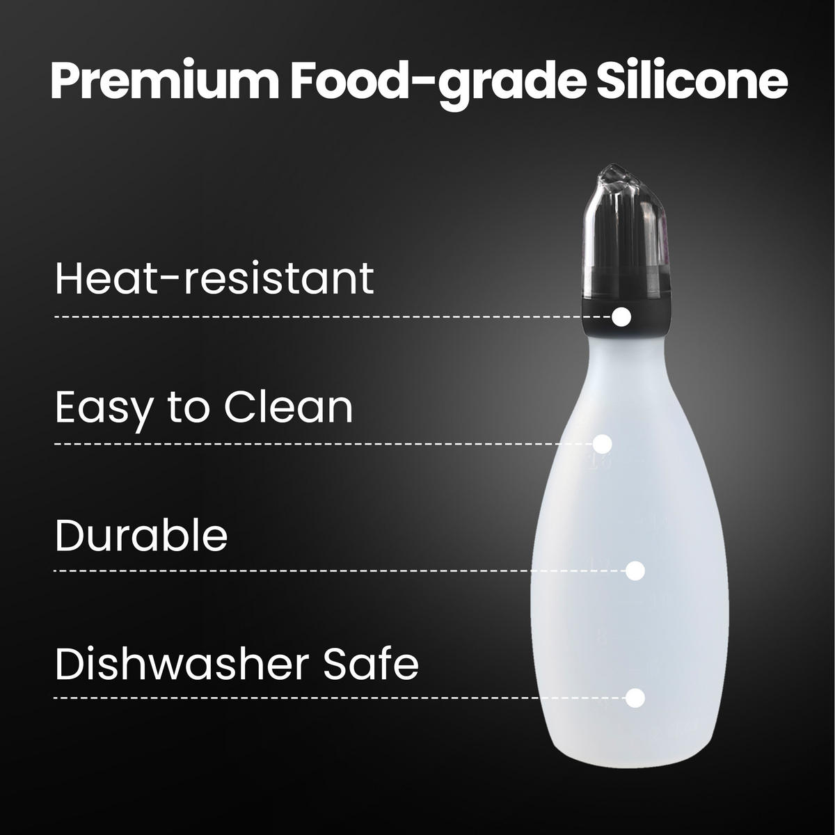 BRATENSPRITZE,SILIKON-BACKPINSEL Baste Easy, Schwarz, inkl. Saucenflasche, hitzebeständig - Schwarz, Kunststoff (8.13/24.14/8.13cm) - Gourmet Easy