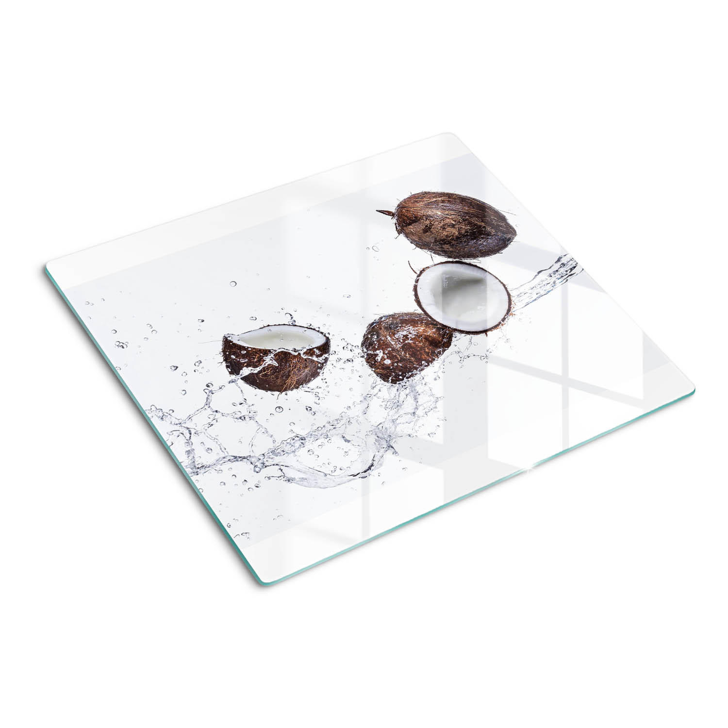 GLASPLATTE 60x52 cm Kokosnuss mit Wasser - Braun, Glas (60/0.4/52cm) - TULUP