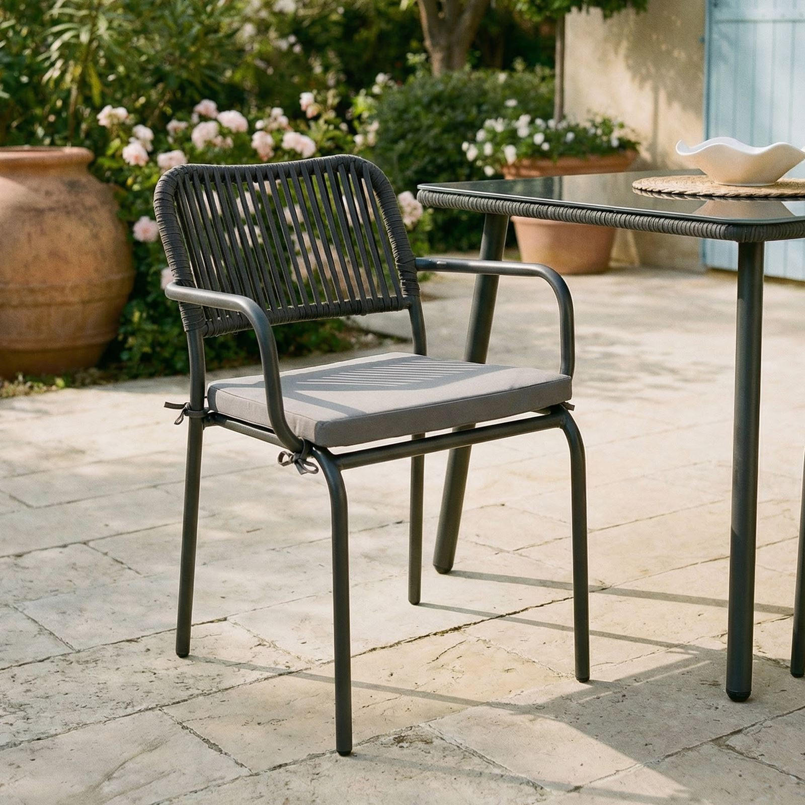 GARTENSTÜHLE VOLONTE 6ER-SET - Grau, Textil (56/81/65cm) - IDIMEX