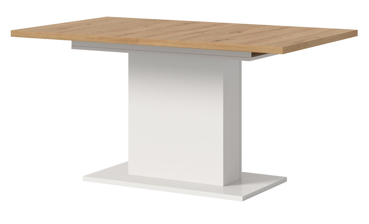 ESSTISCH weiß, Eiche Artisan, Küchentisch ausziehbar 150 - 190 cm - Weiß/Eiche Artisan, Holzwerkstoff/Metall (150/90/76cm) - Inn.Furn