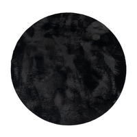 TEPPICH Kurzflor waschbar Einfarbig Wohnzimmer schmutzabweisend Schwarz Rund 100D - Schwarz, Textil (100/100cm) - KADIMA DESIGN