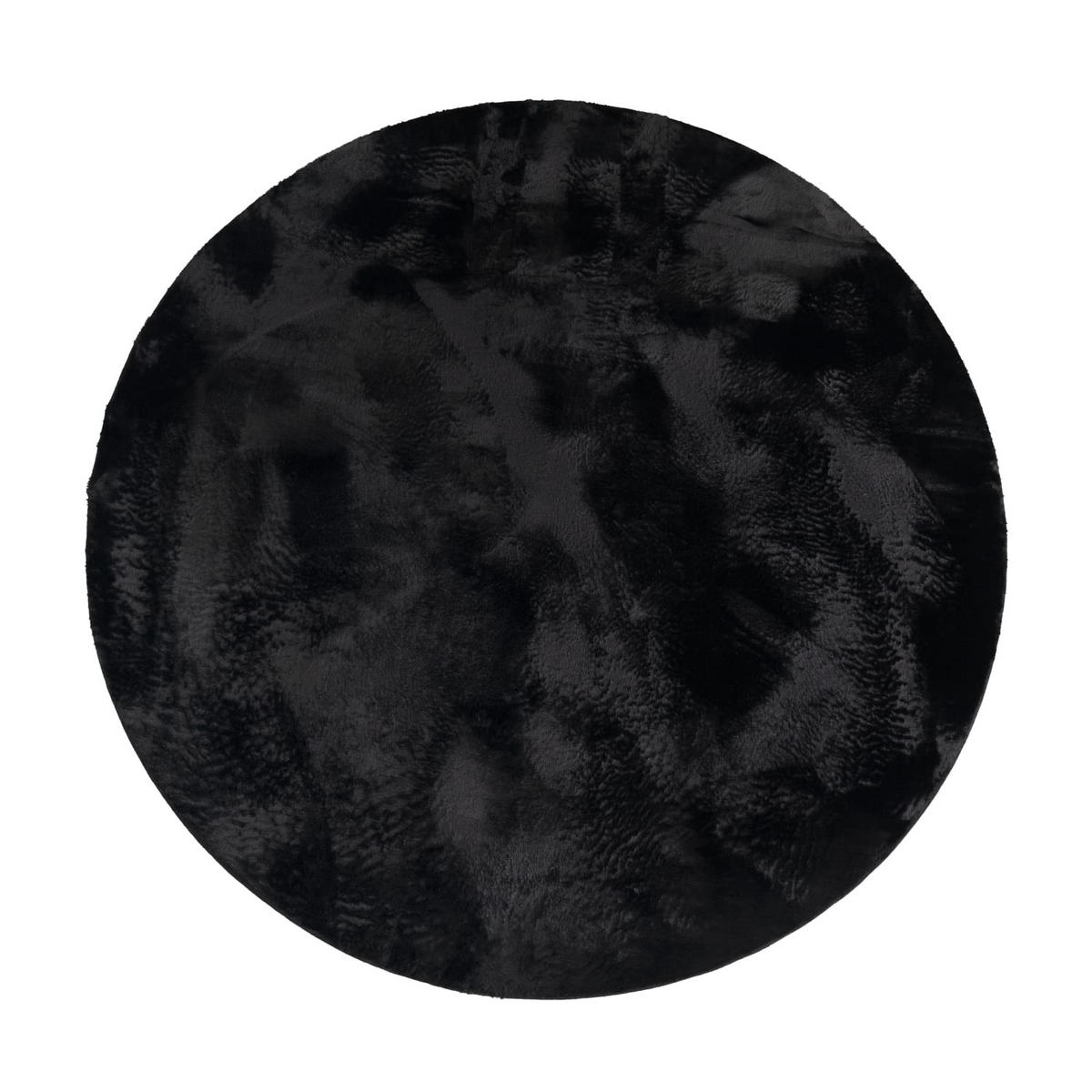 TEPPICH Kurzflor waschbar Einfarbig Wohnzimmer schmutzabweisend Schwarz Rund 100D - Schwarz, Textil (100/100cm) - KADIMA DESIGN