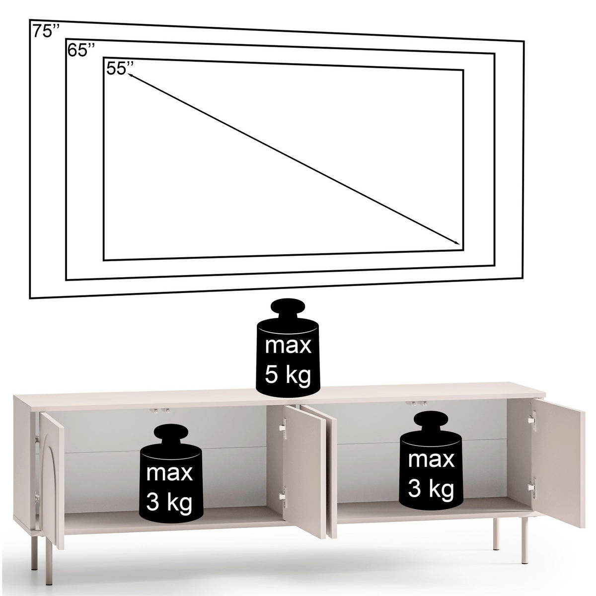 TV-LOWBOARD Orvella Taupe 159,7 cm - Taupe, Holzwerkstoff (159.7/53/34cm) - Homebook