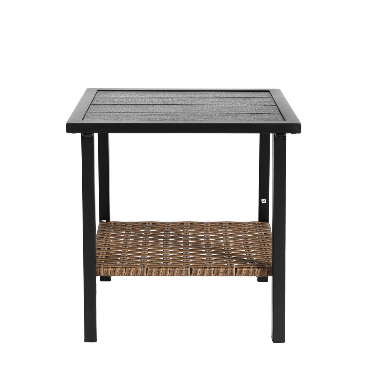 GARTENSTUHL SET 3-tlg Polyrattan Braun/Grau 2 Dreh-Schaukelstühle mit Beistelltisch - Graubraun, Metall - Urban Meuble