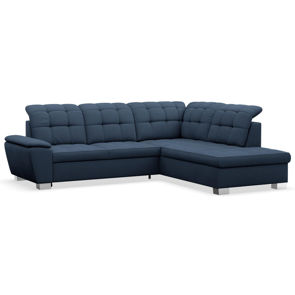 ECKSOFA Jamaal Marineblau rechtsseitig - Schwarz/Dunkelblau, Textil (258/212cm) - Selsey