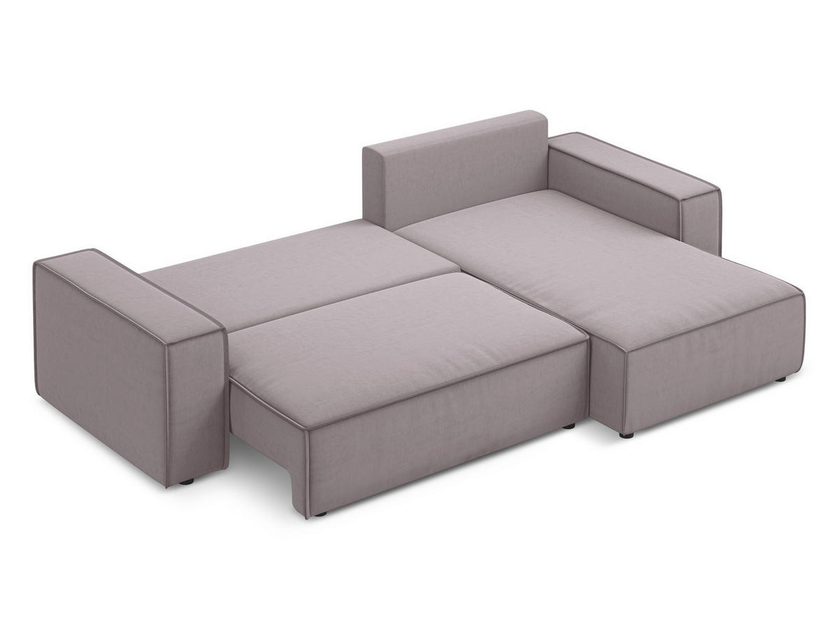 ECKSOFA mit Schlaffunktion Samt Stoff Violett - Lila/Flieder, Kunststoff/Textil (290/185cm) - Makamii