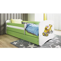 KINDERBETT Bagger 80x160 cm mit Matratze, Schublade, Rausfallschutz & Lattenrost, Grün - Grün, Holzwerkstoff (80/160cm) - RAUMHIRSCH FURNITURE
