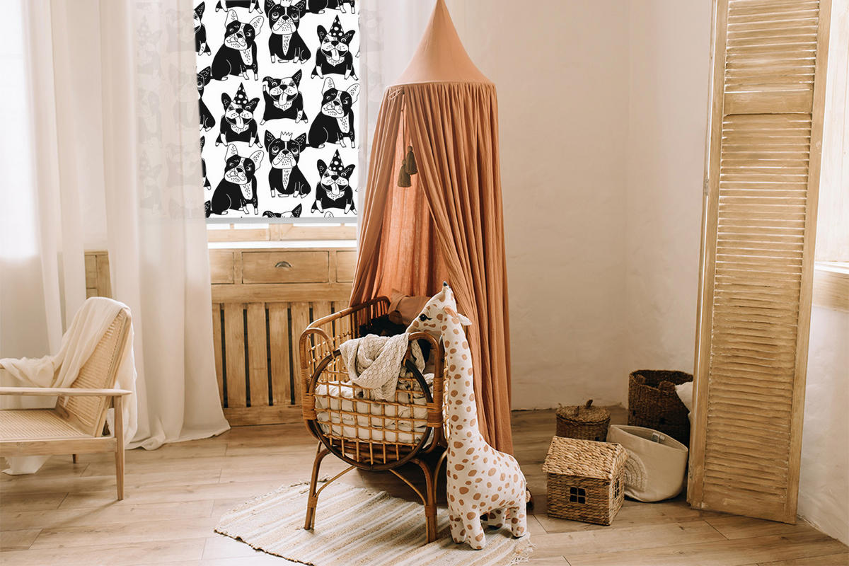 VNÚTORNÁ roleta - okenná roleta - roleta - 90x180 cm - Nakreslené psy - čierna, plast (90/180/0.5cm) - TULUP