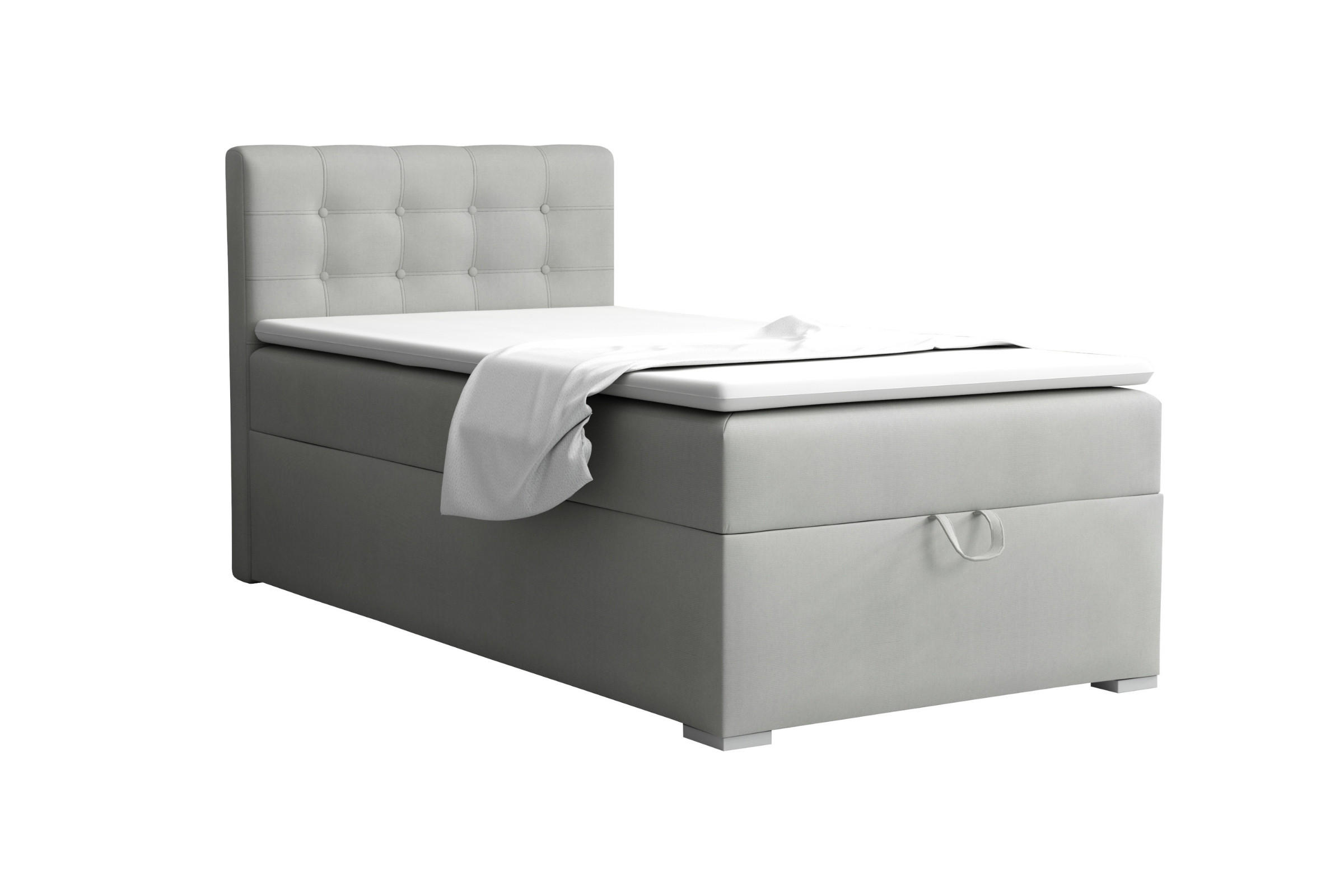 BOXBETT TEEN 3 90/200 Velours Hellgrau H3 - Hellgrau, Holz/Holzwerkstoff (90/200cm) - Deine Möbel 24