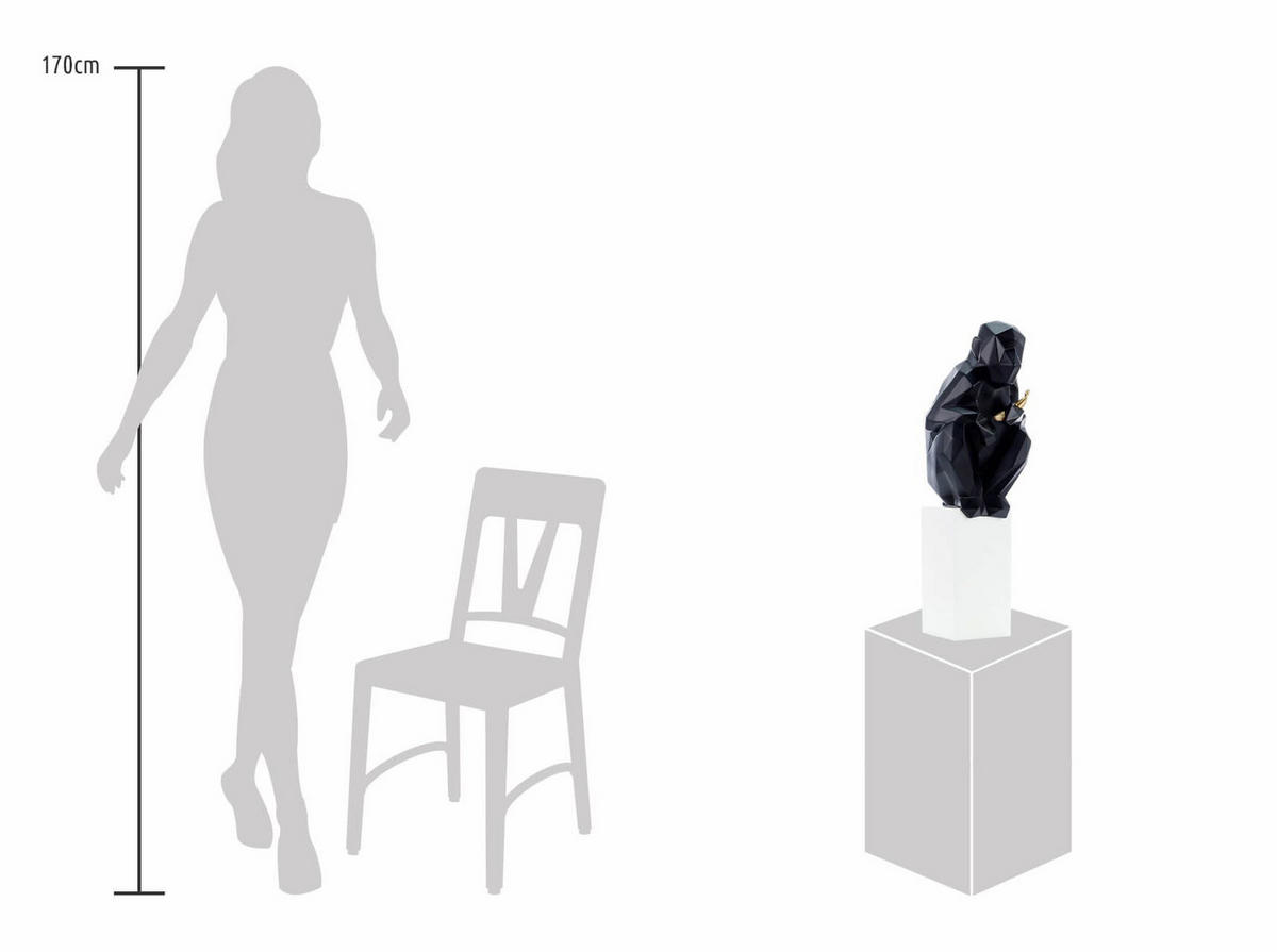 SKULPTUR Schwarz 21/66 cm - Schwarz, Stein (2.4/66/18cm) - KUNSTLOFT