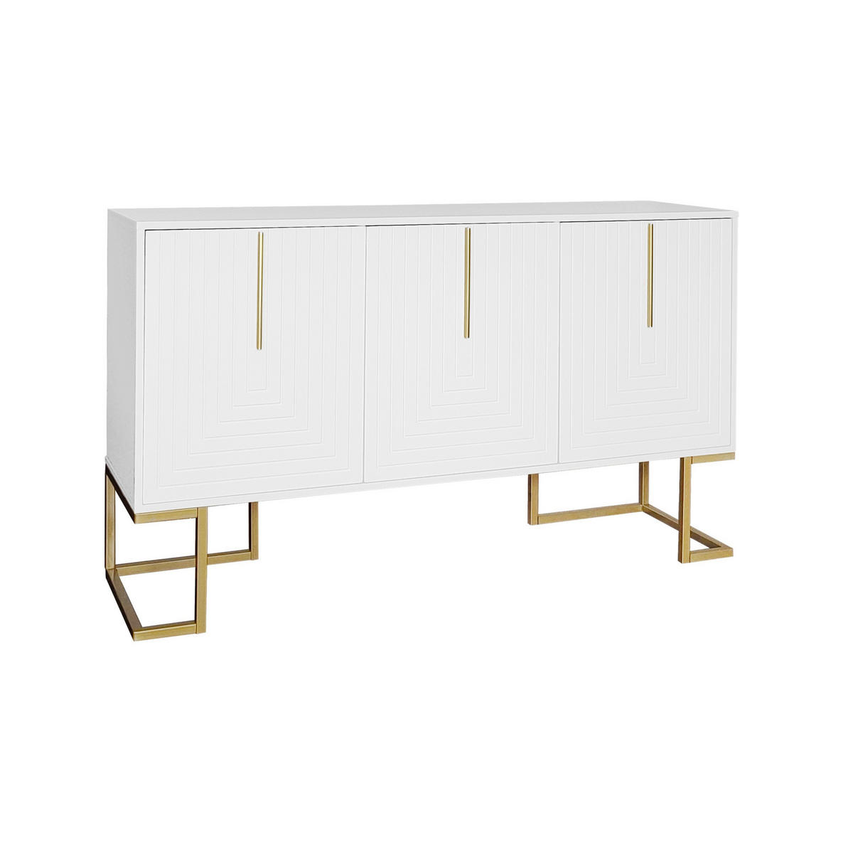 SIDEBOARD weiß aus MDF mit 3 Türen und verstellbaren Regalen - Weiß, Holzwerkstoff (40/80.5/138cm) - OKWISH