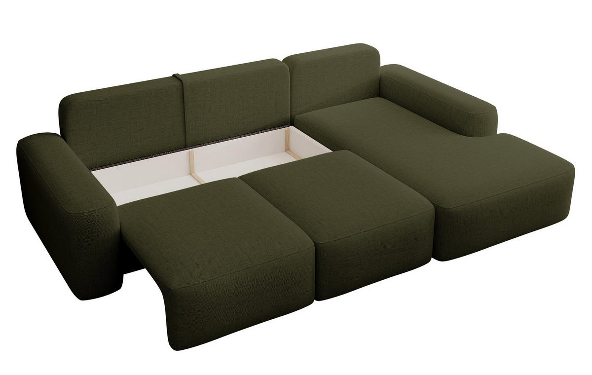 ECKSOFA Carnos Chenille-Bezug in Olivgrün - Olivgrün, Textil (264/162cm) - Selsey