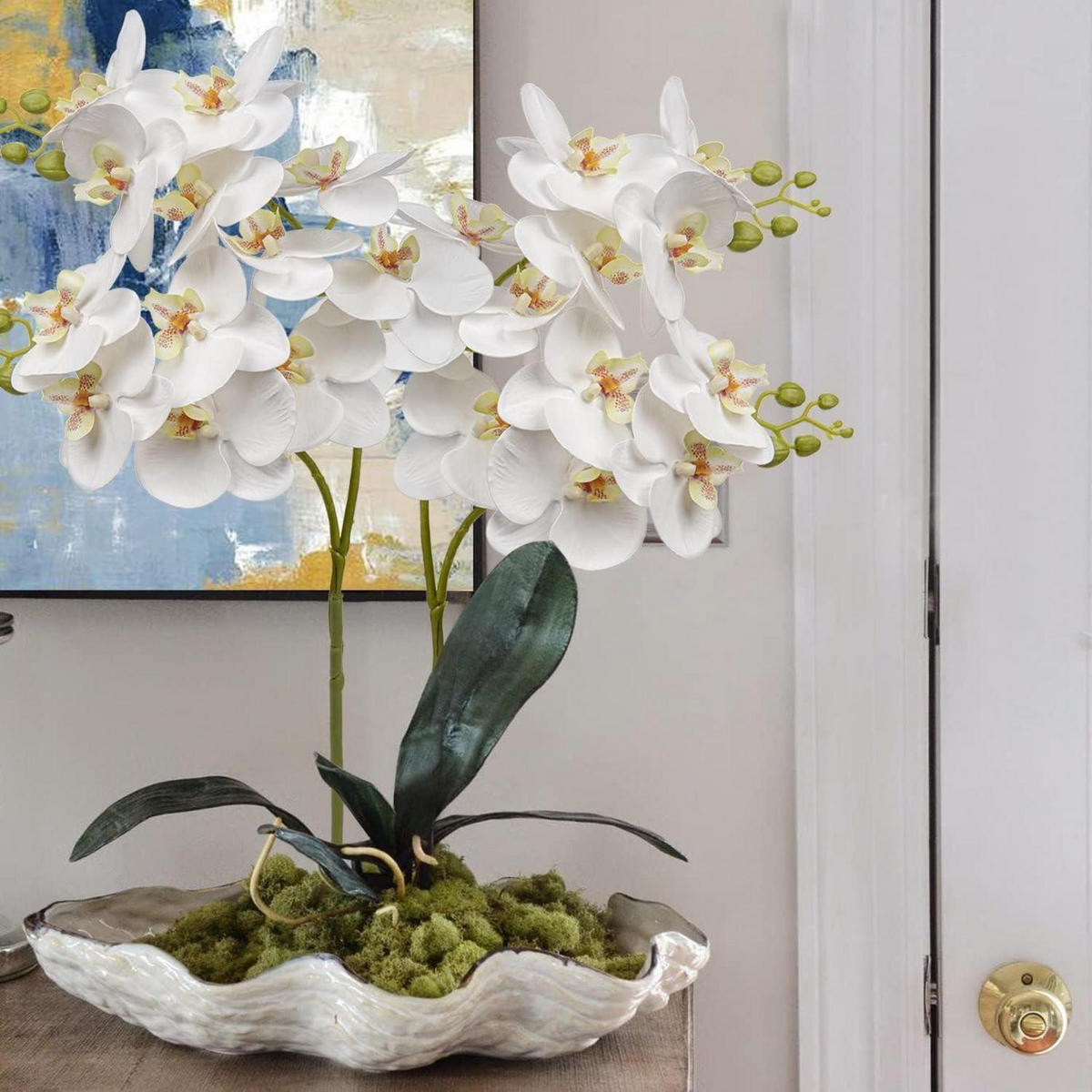KUNSTBLUME Orchideenzweig 4-teiliges Set Weiß - Weiß, Kunststoff (10cm)
