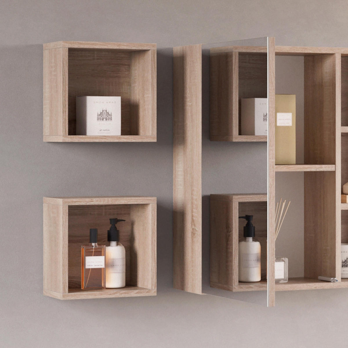 BADSCHRANK Senyo Sonoma 25 x 25 cm 2er Set - Sonoma Eiche, Holzwerkstoff (25/25/15cm) - Vicco